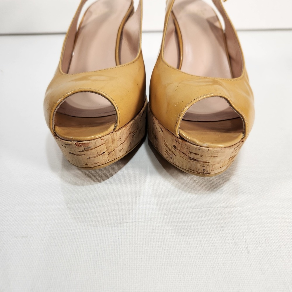 Vintage‎ Stuart Weitzman Shoes Womens Size 9M Yellow Patent Wedge Heels Platform - Picture 7 of 9